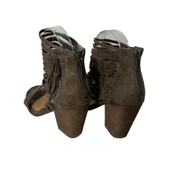 Not Rated taupe strappy tassel heel 8 - Picture 3 of 7